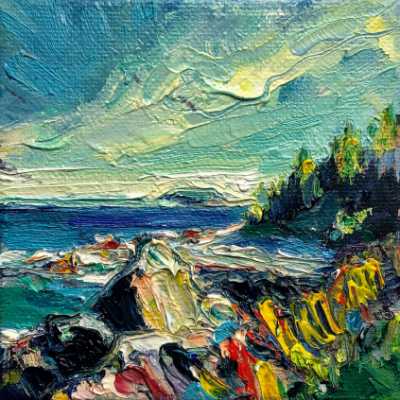 Oil painting by Irene Duma, Summer Walk Gallows Beach