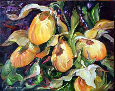 Natalia Charapova, Oil on Canvas, Lady Slipper